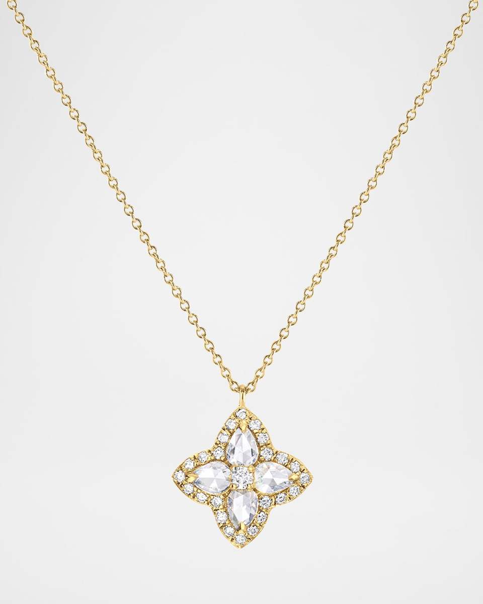 18K Yellow Gold Blossom Diamond Pendant Necklace, 16"L, 0.18ctw